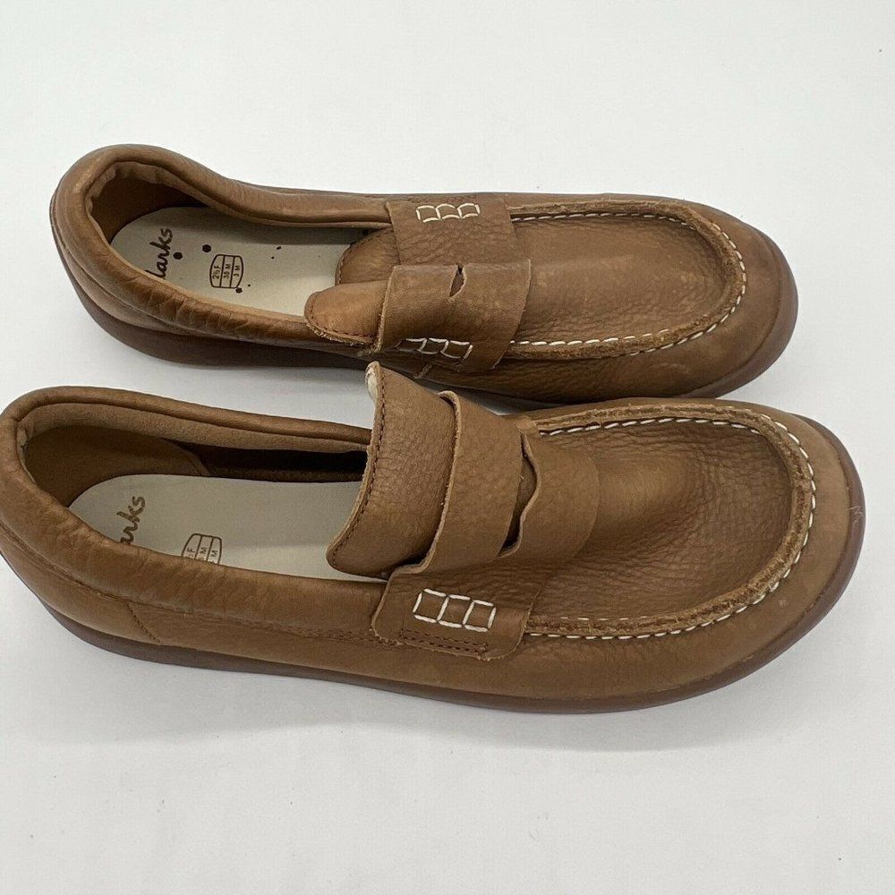 Clarks Artist Stride Brown Leather Moccasins Childrens Size 3M